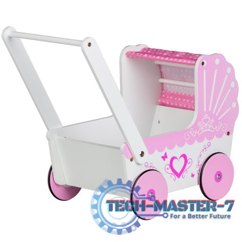 Drewniany wózek dla lalek z daszkiem ECOTOYS ECOTOYS Drewniany wózek dla lalek z daszkiem ECOTOYS ECOTOYS