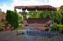 Huśtawka ogrodowa rozkładana 2w1 poduszki brązowa ModernHome Huśtawka ogrodowa rozkładana 2w1 poduszki brązowa ModernHome