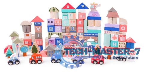 Drewniane klocki edukacyjne miasto z matą 115 szt ECOTOYS ECOTOYS Drewniane klocki edukacyjne miasto z matą 115 szt ECOTOYS ECOTOYS