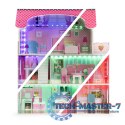 Drewniany domek dla lalek z oświetleniem LED + zestaw mebelków ECOTOYS ECOTOYS