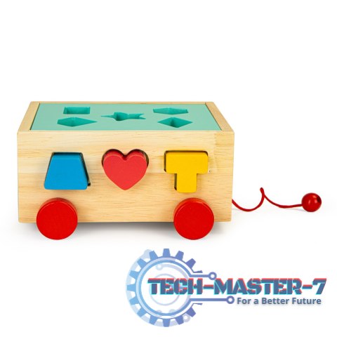 Drewniany wózek sorter z klockami - kostka edukacyjna dla dzieci ECOTOYS ECOTOYS Drewniany wózek sorter z klockami - kostka edukacyjna dla dzieci ECOTOYS ECOTOYS