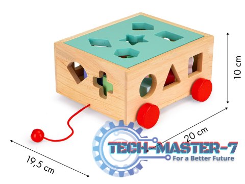 Drewniany wózek sorter z klockami - kostka edukacyjna dla dzieci ECOTOYS ECOTOYS Drewniany wózek sorter z klockami - kostka edukacyjna dla dzieci ECOTOYS ECOTOYS