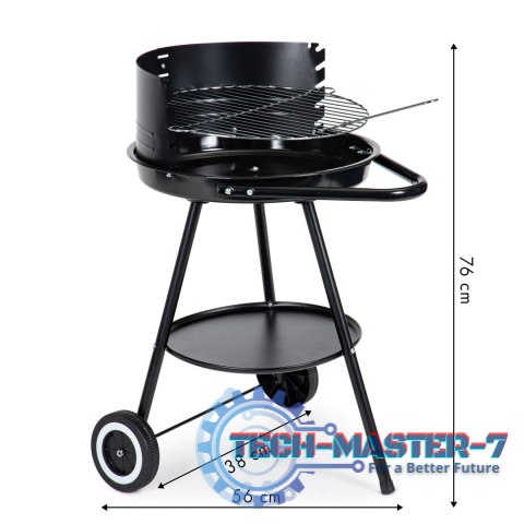 Grill ogrodowy okrągły ruszt z regulacją wysokości rusztu ModernHome Grill ogrodowy okrągły ruszt z regulacją wysokości rusztu ModernHome