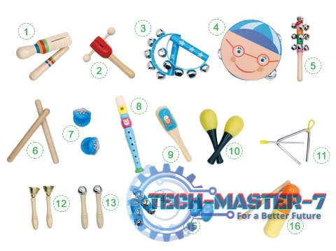 Zestaw muzyczny 16 instrumentów dla dzieci + torba ECOTOYS ECOTOYS Zestaw muzyczny 16 instrumentów dla dzieci + torba ECOTOYS ECOTOYS