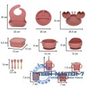 Naczynia silikonowe dla dzieci krab zestaw 19 el ciemny różowy Naczynia silikonowe dla dzieci krab zestaw 19 el ciemny różowy