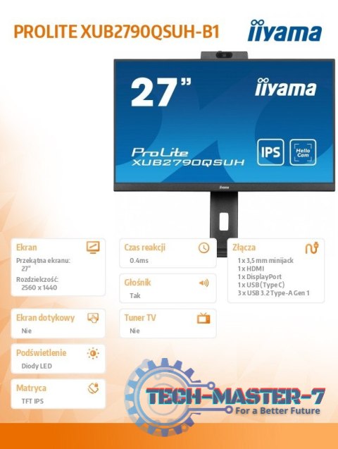 Monitor 27 cali XUB2790QSUH-B1 IPS,QHD,CAM,MIC,HDMI,DP,3xUSB(3.2), 100Hz,ADAPTIVE SYNC,FlickerFree,2x2W,WINDOWS HELLO Monitor 27 cali XUB2790QSUH-B1 IPS,QHD,CAM,MIC,HDMI,DP,3xUSB(3.2), 100Hz,ADAPTIVE SYNC,FlickerFree,2x2W,WINDOWS HELLO