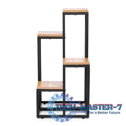 Kwietnik regał na kwiaty ozdoby 4 półki metal MDF jasny orzech ModernHome ModernHome Kwietnik regał na kwiaty ozdoby 4 półki metal MDF jasny orzech ModernHome ModernHome