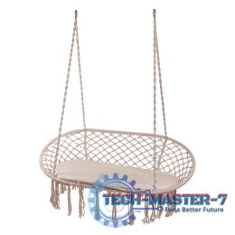 Huśtawka bocianie gniazdo podwójne dwuosobowe z frędzlami beż 240kg