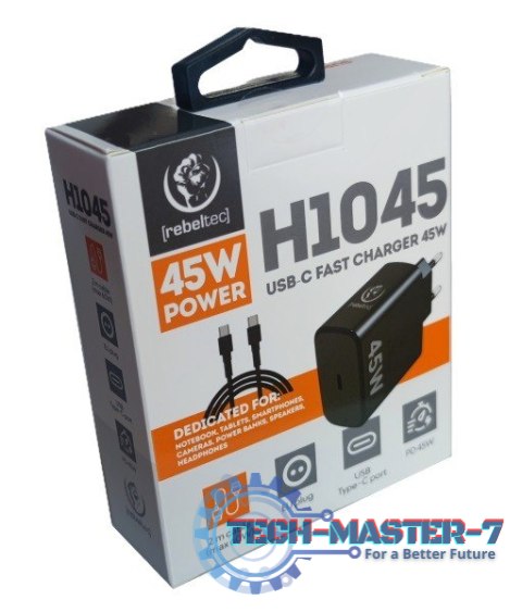 Zasilacz PD45W USB-C uniwersalny do notebooków, smartphonów, tabletów, power banków i innych urządzeń z gniazdem zasilającym USB Zasilacz PD45W USB-C uniwersalny do notebooków, smartphonów, tabletów, power banków i innych urządzeń z gniazdem zasilającym USB