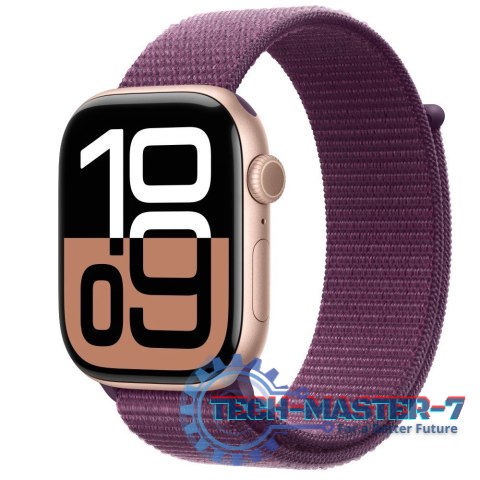 Watch Series 10 GPS, koperta 46 mm z aluminium w kolorze różowego złota z opaską sportową w kolorze dojrzałej śliwki Watch Series 10 GPS, koperta 46 mm z aluminium w kolorze różowego złota z opaską sportową w kolorze dojrzałej śliwki