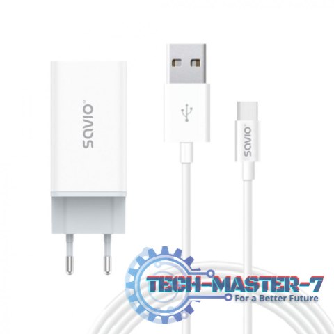 Ładowarka sieciowa 65W GaN LA-07 z kablem USB-A-USB typ C 1m, biała Ładowarka sieciowa 65W GaN LA-07 z kablem USB-A-USB typ C 1m, biała