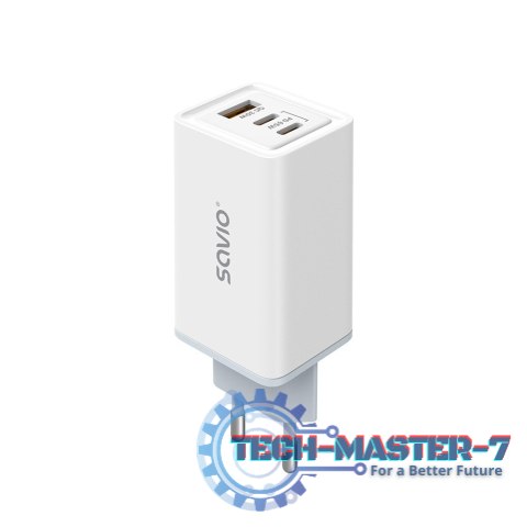 Ładowarka sieciowa 65W GaN LA-07 z kablem USB-A-USB typ C 1m, biała Ładowarka sieciowa 65W GaN LA-07 z kablem USB-A-USB typ C 1m, biała