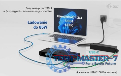 Stacja dokująca Universal Dual 4K Display Power Delivery 85W + i-tec USB-C Charger 100W Stacja dokująca Universal Dual 4K Display Power Delivery 85W + i-tec USB-C Charger 100W