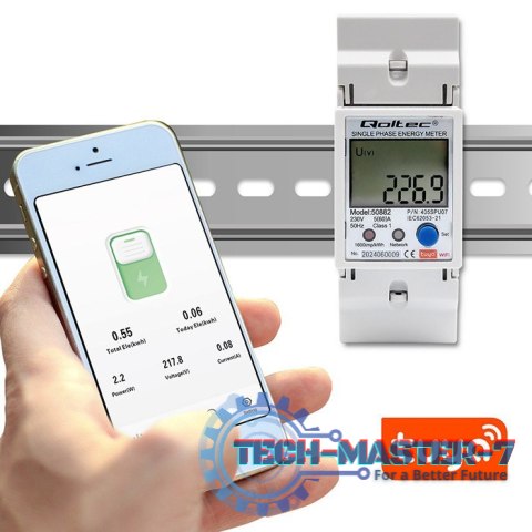 Jednofazowy elektroniczny licznik | miernik zużycia energii na szynę DIN | 230V | LCD | Wi-Fi Jednofazowy elektroniczny licznik | miernik zużycia energii na szynę DIN | 230V | LCD | Wi-Fi
