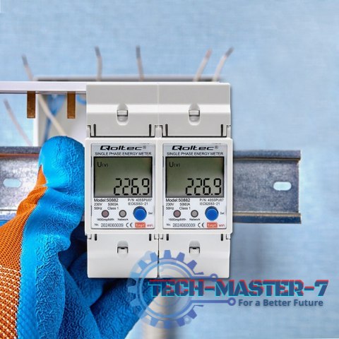 Jednofazowy elektroniczny licznik | miernik zużycia energii na szynę DIN | 230V | LCD | Wi-Fi Jednofazowy elektroniczny licznik | miernik zużycia energii na szynę DIN | 230V | LCD | Wi-Fi