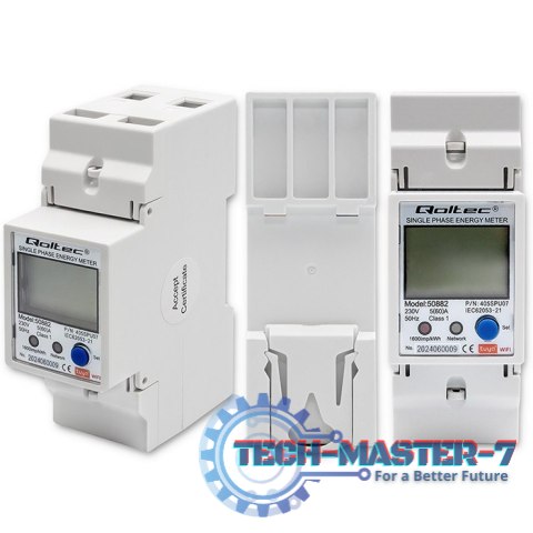 Jednofazowy elektroniczny licznik | miernik zużycia energii na szynę DIN | 230V | LCD | Wi-Fi Jednofazowy elektroniczny licznik | miernik zużycia energii na szynę DIN | 230V | LCD | Wi-Fi
