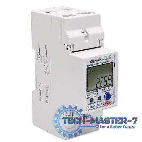 Jednofazowy elektroniczny licznik | miernik zużycia energii na szynę DIN | 230V | LCD | Wi-Fi Jednofazowy elektroniczny licznik | miernik zużycia energii na szynę DIN | 230V | LCD | Wi-Fi