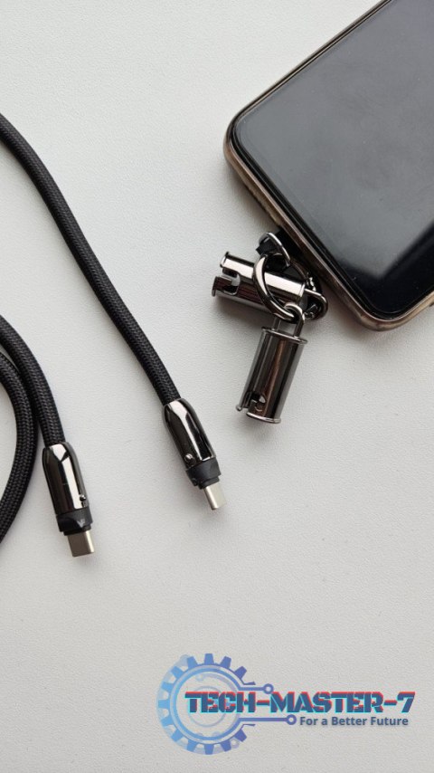 Kabel 2w1 USB C smycz 1m czarny Kabel 2w1 USB C smycz 1m czarny