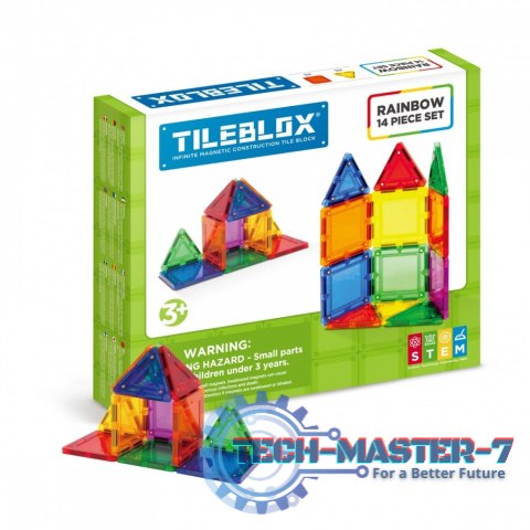 Klocki magnetyczne Tileblox Zestaw tęczowy 14 elementów Klocki magnetyczne Tileblox Zestaw tęczowy 14 elementów