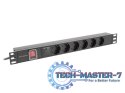 Listwa zasilająca rack PDU 19 cali 1U 16A 5xschuko 2m czarna Listwa zasilająca rack PDU 19 cali 1U 16A 5xschuko 2m czarna