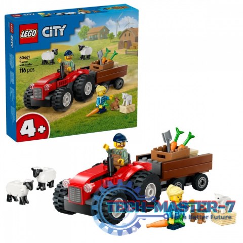 Klocki City 60461 Czerwony traktor z przyczepą i owcą Klocki City 60461 Czerwony traktor z przyczepą i owcą