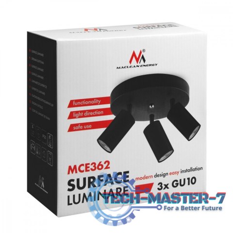 Lampa sufitowa punktowa, GU10, MCE362 B aluminiowa Czarna Lampa sufitowa punktowa, GU10, MCE362 B aluminiowa Czarna