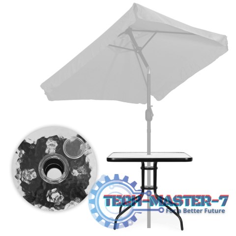 Stolik ogrodowy 80x80 cm na taras ogród balkon szkło hartowane otwór na parasol MultiGarden MULTI GARDEN Stolik ogrodowy 80x80 cm na taras ogród balkon szkło hartowane otwór na parasol MultiGarden MULTI GARDEN