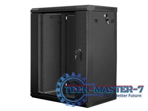 Szafa instalacyjna wisząca 19'' 15U 600X450mm czarna (drzwi szklane) Szafa instalacyjna wisząca 19'' 15U 600X450mm czarna (drzwi szklane)