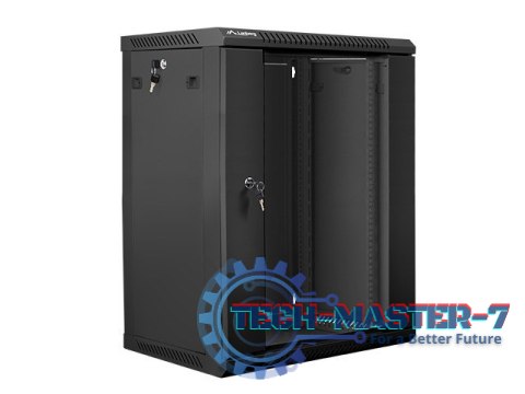 Szafa instalacyjna wisząca 19'' 15U 600X450mm czarna (drzwi szklane) Szafa instalacyjna wisząca 19'' 15U 600X450mm czarna (drzwi szklane)
