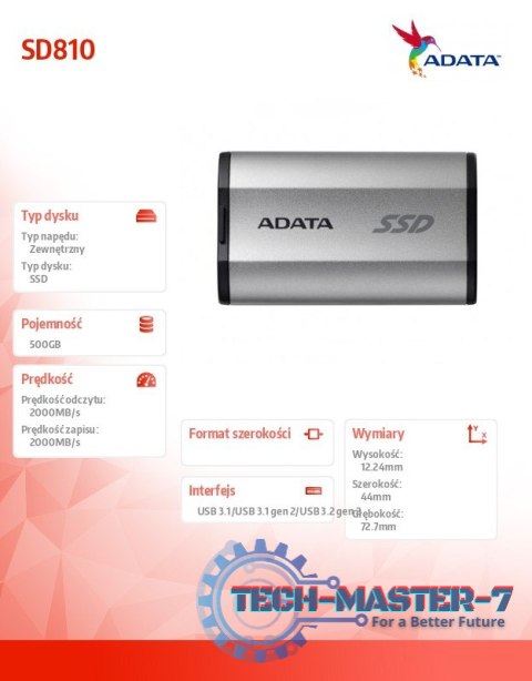 Dysk SSD External SD810 500G USB3.2 20Gb/s srebrny Dysk SSD External SD810 500G USB3.2 20Gb/s srebrny