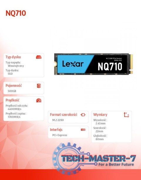 Dysk SSD NQ710 500GB NVMe 4x4 2280 4400/1700MB/s Dysk SSD NQ710 500GB NVMe 4x4 2280 4400/1700MB/s