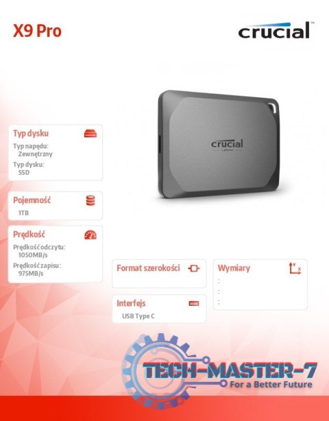 Dysk SSD X9 Pro 1TB USB-C 3.2 Gen2 Dysk SSD X9 Pro 1TB USB-C 3.2 Gen2