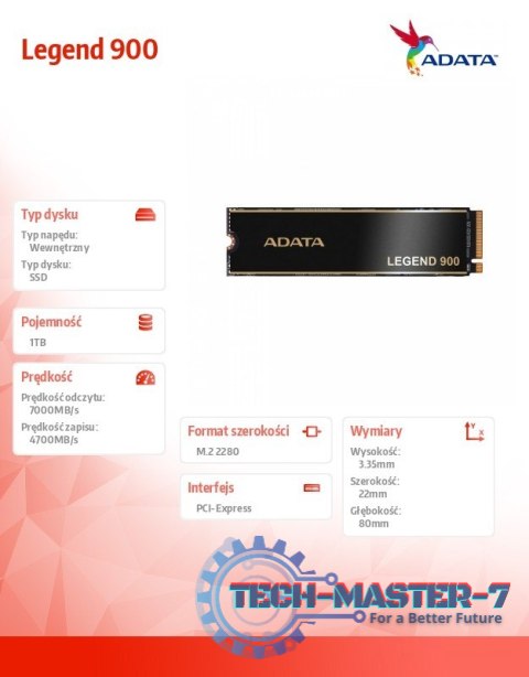 Dysk SSD Legend 900 1TB PCIe 4x4 7/4.7 GB/s M2 Dysk SSD Legend 900 1TB PCIe 4x4 7/4.7 GB/s M2
