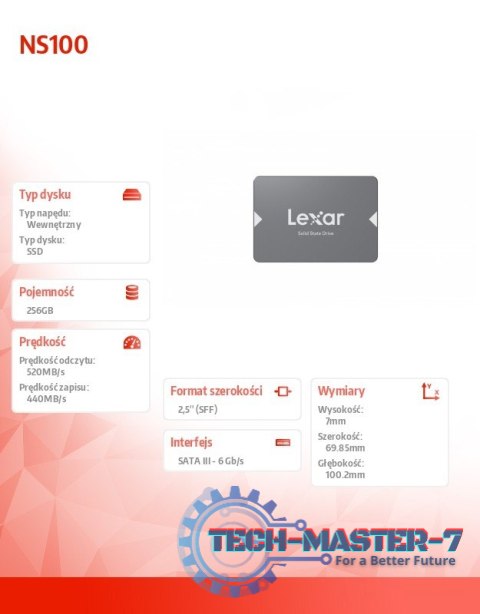 Dysk SSD NS100 256GB SATA3 2.5 520/440MB/s Dysk SSD NS100 256GB SATA3 2.5 520/440MB/s