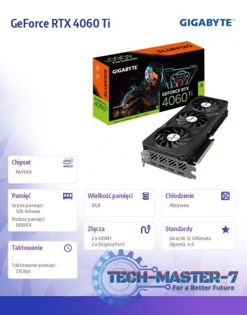 Karta graficzna GeForce RTX 4060 Ti Gaming OC 8GB GDDR6X 128bit Karta graficzna GeForce RTX 4060 Ti Gaming OC 8GB GDDR6X 128bit