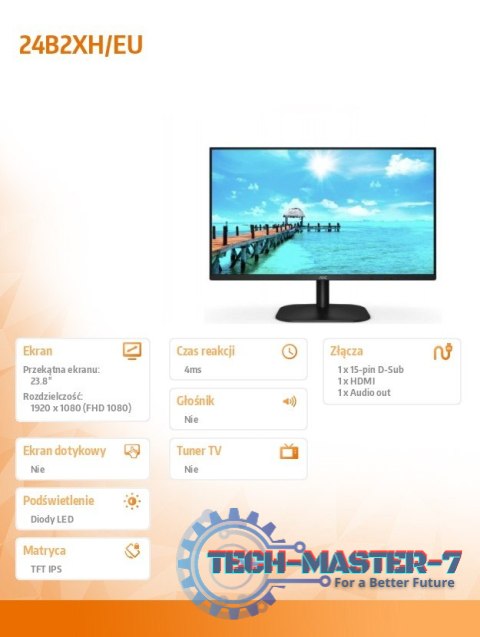 Monitor 24B2XH/EU 23.8 cala IPS HDMI Monitor 24B2XH/EU 23.8 cala IPS HDMI