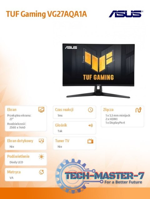Monitor 27 cali TUF Gaming VG27AQA1A Monitor 27 cali TUF Gaming VG27AQA1A