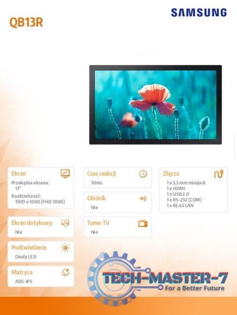 Monitor profesjonalny QB13R 13 cali Matowy 16h/7 300(cd/m2) 1920x1080 (FHD) S6 Player Wi-Fi 3 lata d2d (LH13QBRMBGCXEN) Monitor profesjonalny QB13R 13 cali Matowy 16h/7 300(cd/m2) 1920x1080 (FHD) S6 Player Wi-Fi 3 lata d2d (LH13QBRMBGCXEN)