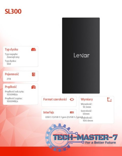 Dysk SSD SL300 2TB USB 3.2 Gen2 1050/1000MB/s Dysk SSD SL300 2TB USB 3.2 Gen2 1050/1000MB/s