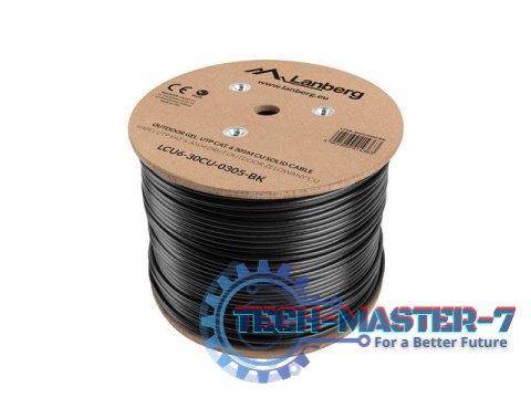Kabel LAN UTP KAT-6 305M drut outdoor żelowany CU fluke passed, czarny Kabel LAN UTP KAT-6 305M drut outdoor żelowany CU fluke passed, czarny