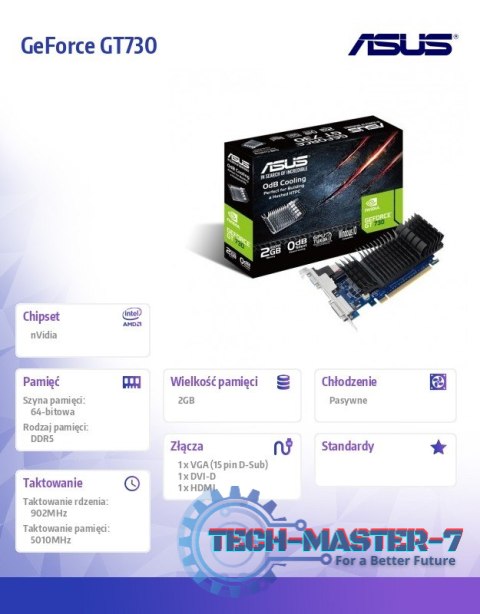 Karta graficzna GeForce GT730 2GB DDR5 PCI 2.0 64BIT DVI-D/HDMI/HDCP Karta graficzna GeForce GT730 2GB DDR5 PCI 2.0 64BIT DVI-D/HDMI/HDCP