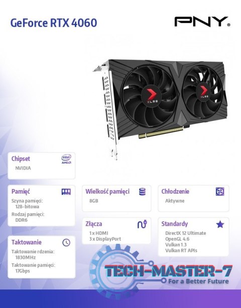 Karta graficzna GeForce RTX 4060 8GB OC VERTO DUAL FAN DLSS 3 Karta graficzna GeForce RTX 4060 8GB OC VERTO DUAL FAN DLSS 3
