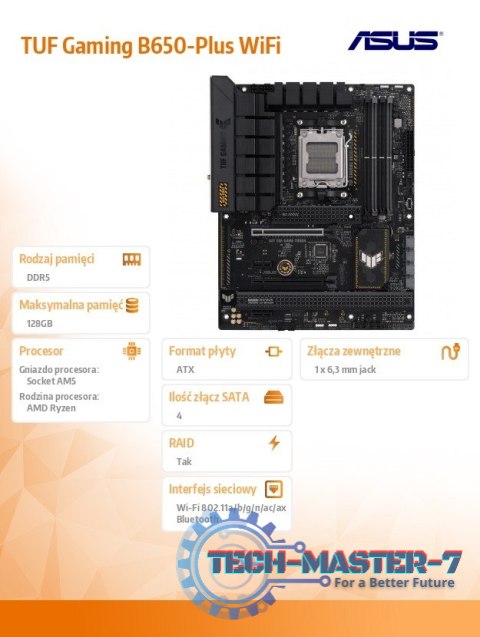 Płyta główna TUF GAMING B650-PLUS WIFI AM5 4DDR5 ATX Płyta główna TUF GAMING B650-PLUS WIFI AM5 4DDR5 ATX