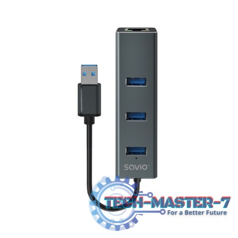 Hub AK-58 3-portowy USB-A 3.1 Gen 1 z adapterem RJ-45 Gigabit Ethernet Hub AK-58 3-portowy USB-A 3.1 Gen 1 z adapterem RJ-45 Gigabit Ethernet