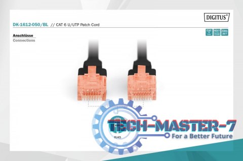 Patch cord U/UTP kat.6 PVC 5m czarny Patch cord U/UTP kat.6 PVC 5m czarny