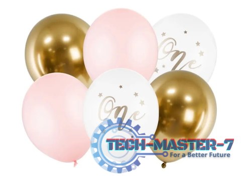 Balony urodzinowe Pastel Pale Pink biały złoty różowy 30cm 5 sztuk Balony urodzinowe Pastel Pale Pink biały złoty różowy 30cm 5 sztuk
