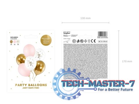 Balony urodzinowe Pastel Pale Pink biały złoty różowy 30cm 5 sztuk Balony urodzinowe Pastel Pale Pink biały złoty różowy 30cm 5 sztuk