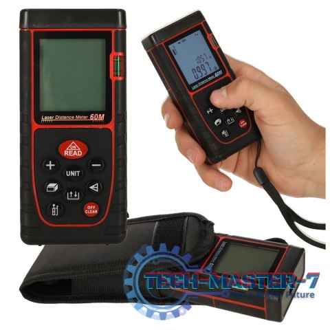 Dalmierz laserowy miernik odległości cyfrowy wodoodporny IP54 3mm/60m pokrowiec zasilanie bateryjne KAFUWELL Dalmierz laserowy miernik odległości cyfrowy wodoodporny IP54 3mm/60m pokrowiec zasilanie bateryjne KAFUWELL
