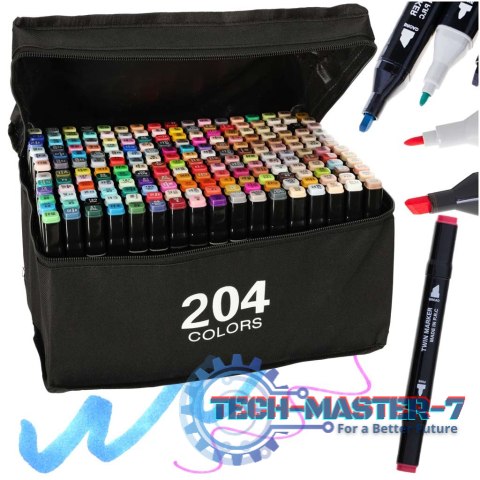 Markery dwustronne mazaki alkoholowe w etui 204 + podstawka Markery dwustronne mazaki alkoholowe w etui 204 + podstawka