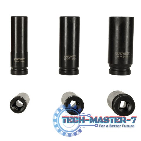 Nasadki udarowe 1/2'' 10-24 mm zestaw 10el. KAFUWELL Nasadki udarowe 1/2'' 10-24 mm zestaw 10el. KAFUWELL